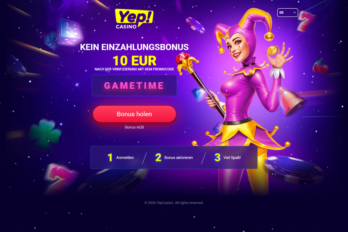 Yep!Casino – 10 Euro Bonus ohne Einzahlung